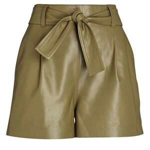 Intermix Green Faux Leather Shorts Size 00